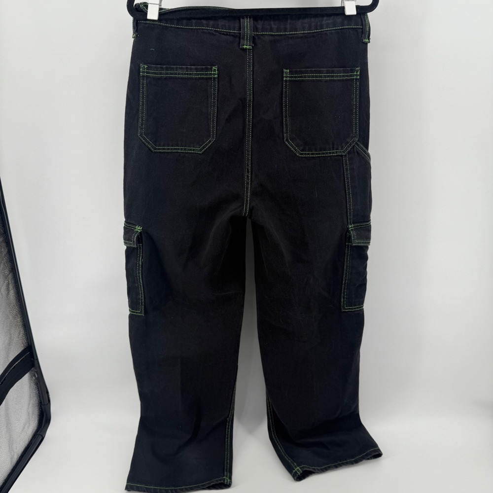Hot Topic HT Denim Hi Rise Carpenter Jeans Women's Size 11 Black Green Stitching - Picture 2 of 15